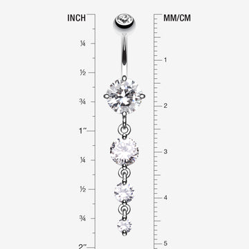 Detail View 1 of Brilliant Gem Cascade Belly Ring-Clear Gem